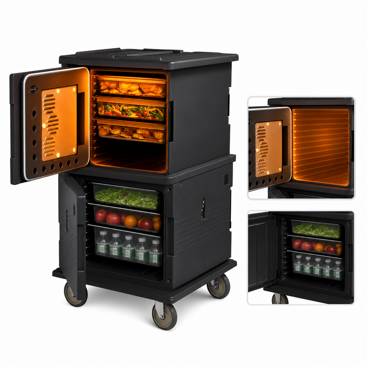 Product image #4 for Cambro Ultra Camcart H-Series Front-Loading 2-Compartment Heated Food Pan Carrier, Top Door Heated Only, 110V