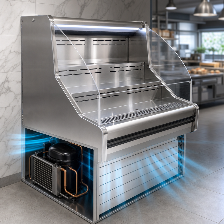Product image #3 for Howard-McCray Ovation Series 51-Inch Curved Self-Contained Open Merchandiser with Stainless Steel Interior/Exterior and LED Lighting