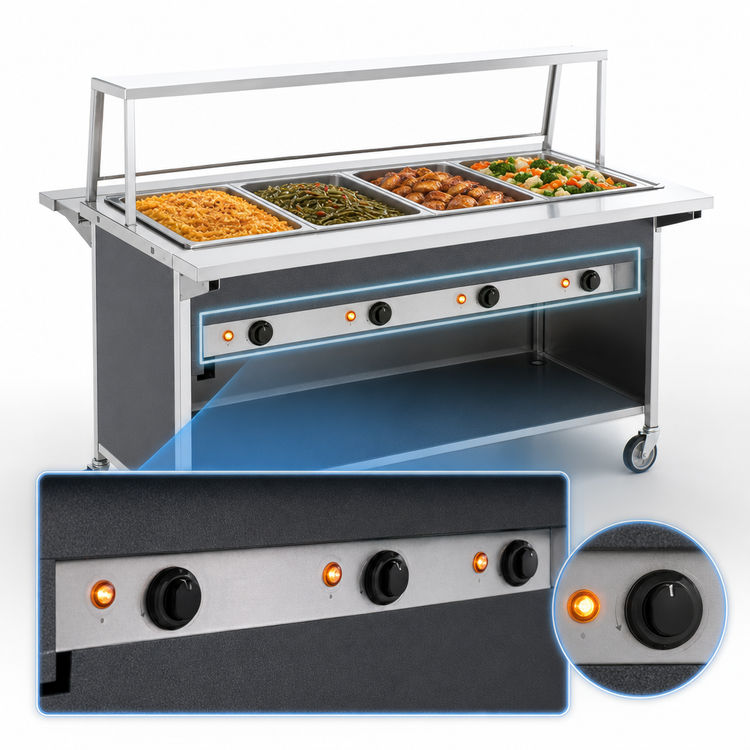 Product image #3 for Atlas Metal CAIH-4 4-Well Electric Mobile Hot Food Serving Counter