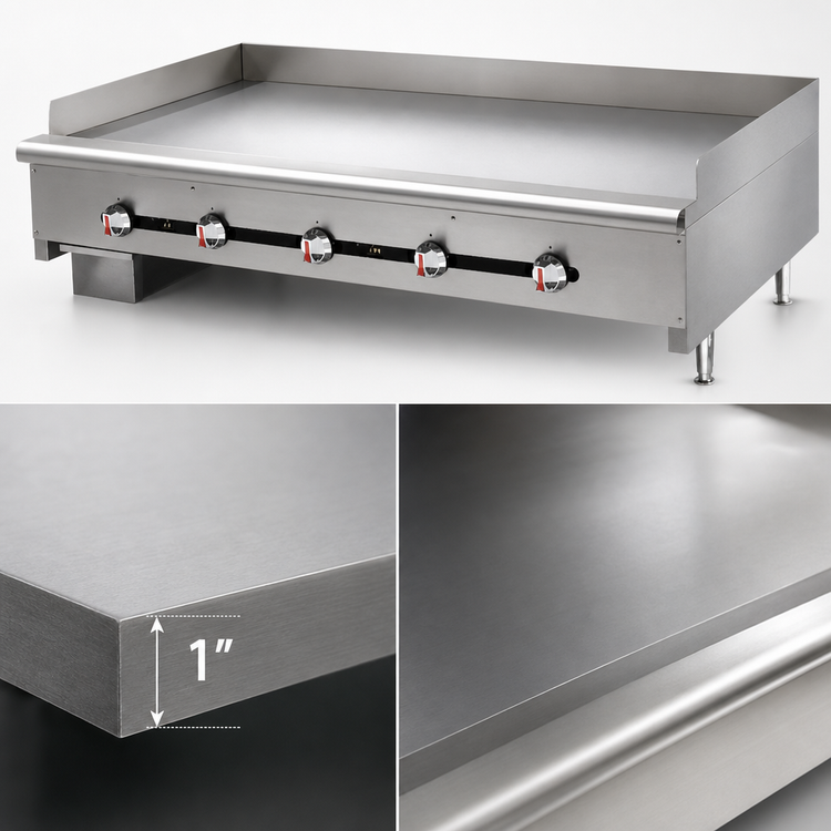 Product image #3 for Comstock-Castle 48-Inch Countertop Gas Griddle with Manual Controls and 1-Inch Polished Steel Plate