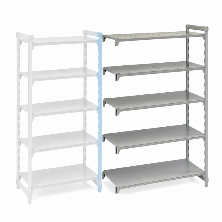 Product image #4 for Cambro Camshelving Premium 36" Wide x 21" Deep x 84" High 5-Tier Solid Add-On Polymer Shelving Unit