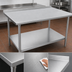 Thumbnail image #3 for John Boos Stallion 84-Inch x 36-Inch 14-Gauge 300-Series Stainless Steel Work Table with Rear Up-Turn and Adjustable Undershelf