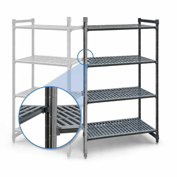 Product image #3 for Cambro Camshelving Basics Plus 4-Shelf Vented Add-On Polymer Shelving Unit, 24 x 42 x 64 Inches, Brushed Graphite