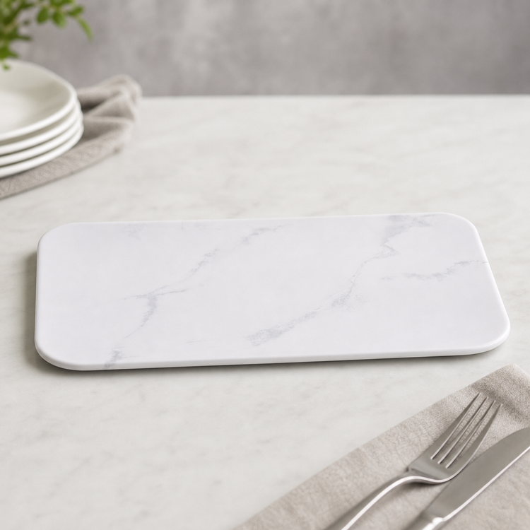 Product image #3 for American Metalcraft Mix & Matte 12-Inch Rectangular Melamine Platter, Matte Marble White