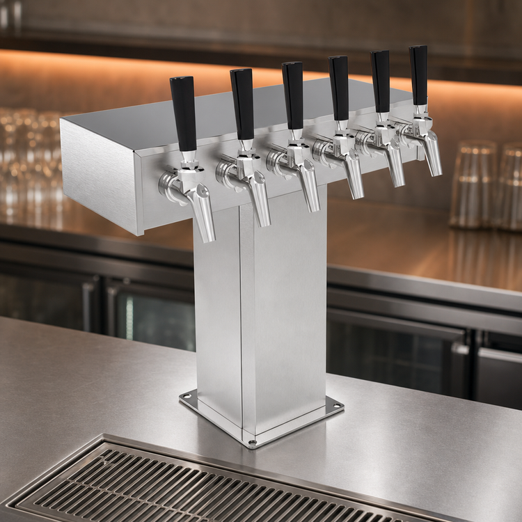 Product image #3 for 6-Faucet Tee Tower Beer Dispensing Kit, Stainless Steel