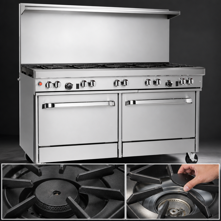Product image #3 for Southbend Ultimate 60-Inch Gas Restaurant Range with 2 Open Burners, 48-Inch Griddle, and 2 Cabinets