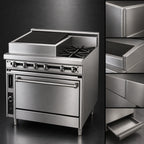 Thumbnail image #3 for Jade Range (Middleby) Titan JTRH-18B-2-36C 36-Inch Heavy-Duty Gas Range, 2 Open Burners, 18-Inch Charbroiler & Convection Oven