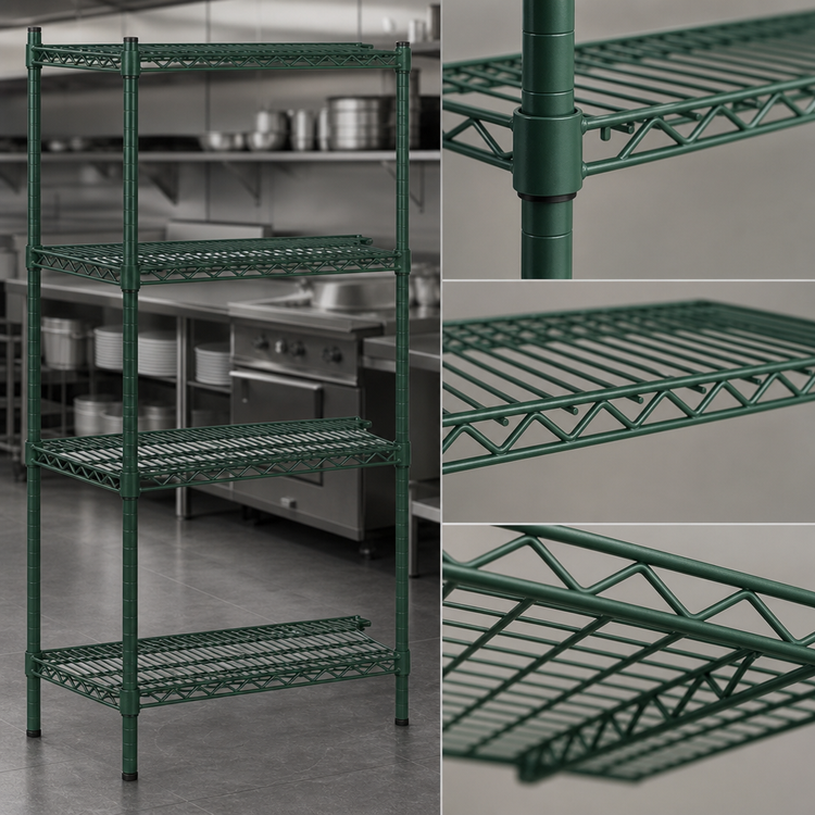 Product image #3 for Eagle Group Valu-Gard 4-Tier Add-On Wire Shelving Unit, 30 x 24 x 63 Inches, Green Epoxy Finish