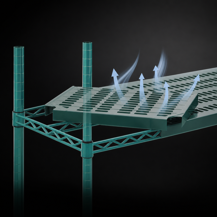 Product image #3 for QuadPLUS Louvered Polymer Shelf Mat with Wire Quad-Adjust Frame, 72 Inch x 24 Inch, Green