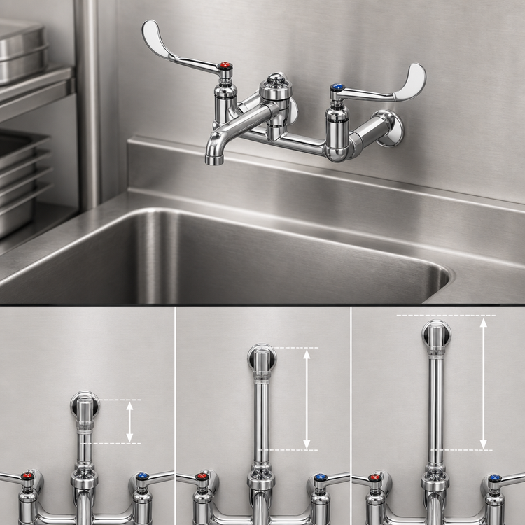 Product image #3 for T&S Brass 8-Inch Wall Mount Service Sink Faucet with Vacuum Breaker and Adjustable Inlets