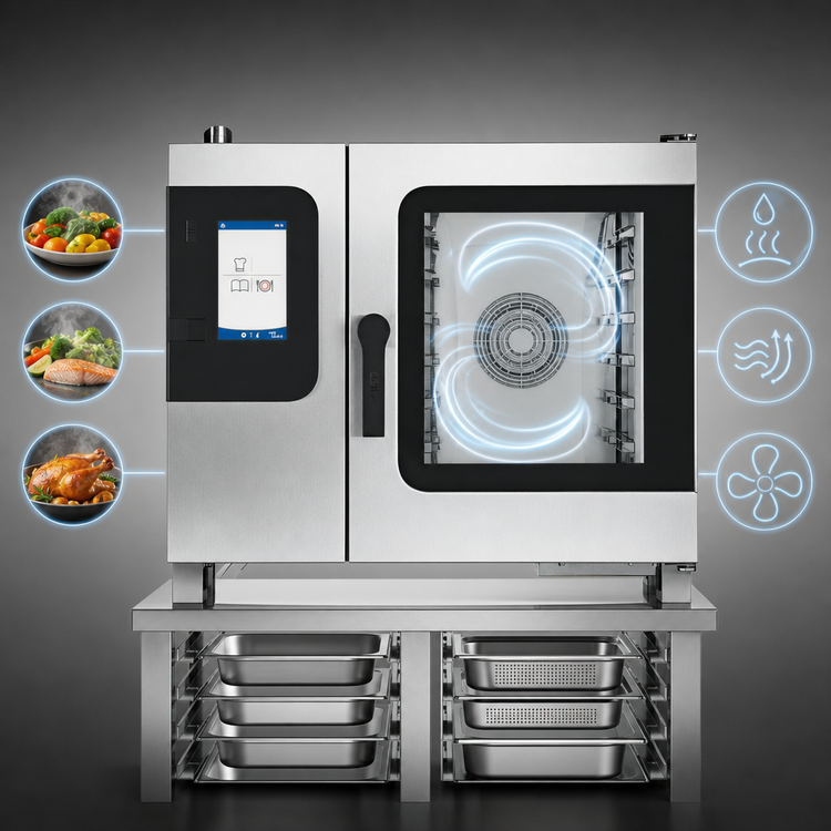 Product image #3 for Convotherm Maxx Pro K-12 School Package Electric Boilerless Combi Oven/Steamer with Disappearing Door and Stand