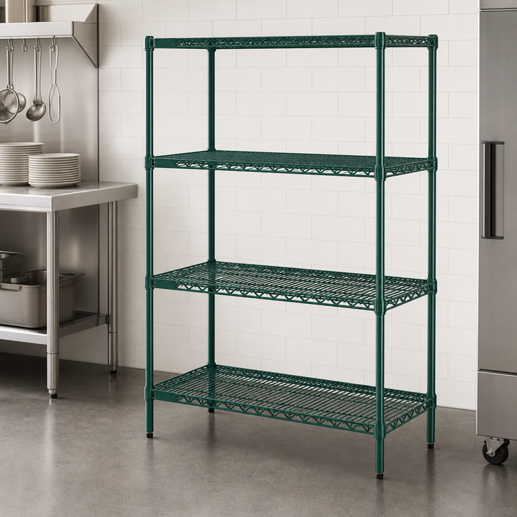 Product image #4 for Metro Super Erecta Stationary Starter Wire Shelving Unit, 48"W x 24"D x 63"H, 4 Shelves, Metroseal 3 Epoxy-Coated Green with Microban