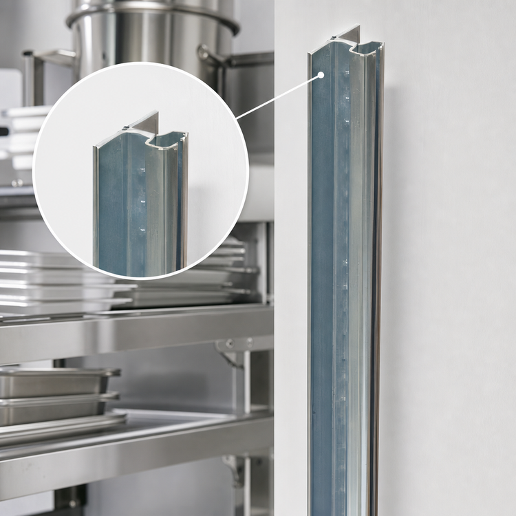 Product image #3 for Eagle Group Stainless Steel Standard Wall-Mounted Cantilever Shelving Upright, 144-Inch High