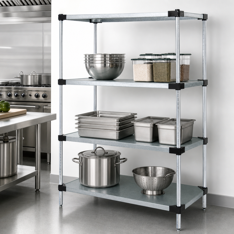 Product image #3 for Quantum Solid Shelving Starter Kit, 48" x 21" x 74", 4-Shelf Stationary Unit