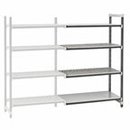 Thumbnail image #3 for Cambro Camshelving® Elements EXA214264VS4480 42-Inch x 21-Inch x 64-Inch 4-Tier Stationary Add-On Polymer Shelving Unit, 3 Vented/1 Solid, Gray