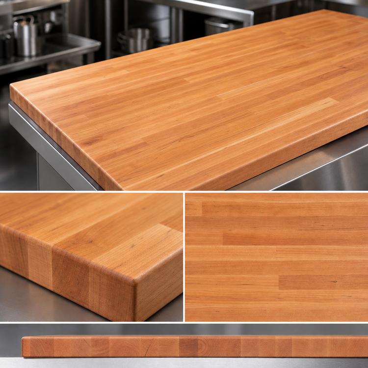 Product image #3 for John Boos Boos Block American Cherry Blended Edge Grain Kitchen Countertop, 108" x 25" x 1-1/2"