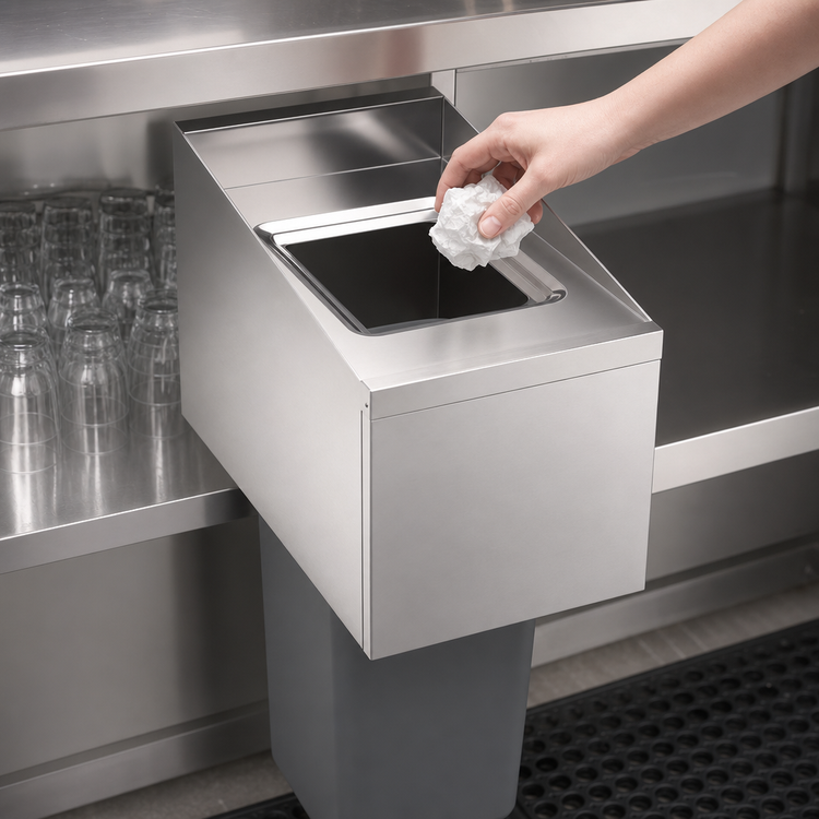 Product image #3 for Krowne Royal Series 14-Inch x 24-Inch Underbar Trash Station, No Legs, Slim Jim Compatible