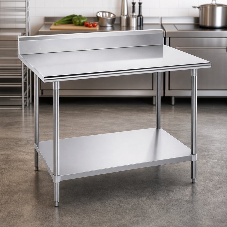 Product image #3 for Advance Tabco KMS-240 Stainless Steel Work Table with 5-Inch Backsplash and Adjustable Undershelf, 30 x 24 Inches