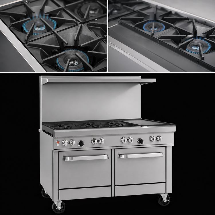 Product image #3 for Southbend Ultimate 48-Inch Commercial Gas Restaurant Range with 4 Burners, 24-Inch Griddle, and 2 Space Saver Ovens