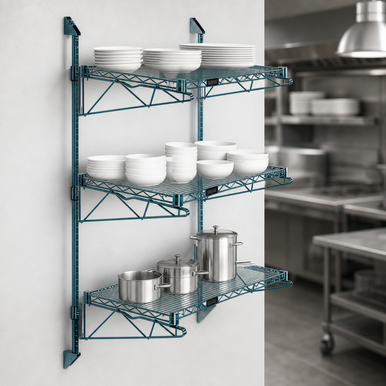 Product image #3 for Quantum Cantilever Wall-Mount Starter Shelving Unit with 3 Wire Shelves