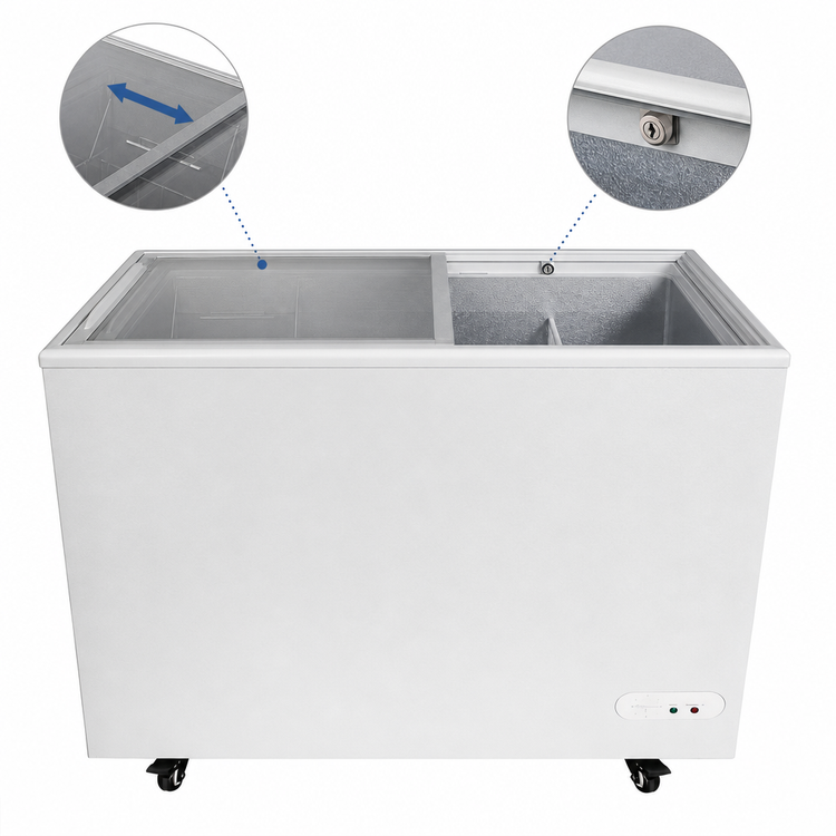 Product image #3 for Kelvinator Commercial 38-Inch Freestanding Ice Cream Novelty Display Freezer, 7 Cu. Ft., Sliding Tempered Glass Lids