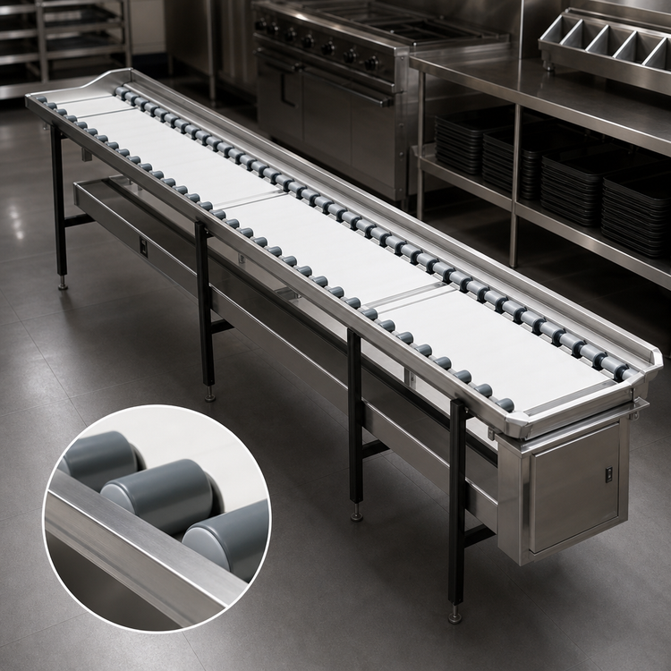 Product image #3 for Dinex DXIESR10 10-Foot PVC Roller Tray Make-Up Conveyor