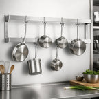 Thumbnail image #3 for John Boos PRW24A Wall-Mount Double-Bar Stainless Steel Pot Rack, 108-Inch, with 18 Double Hooks