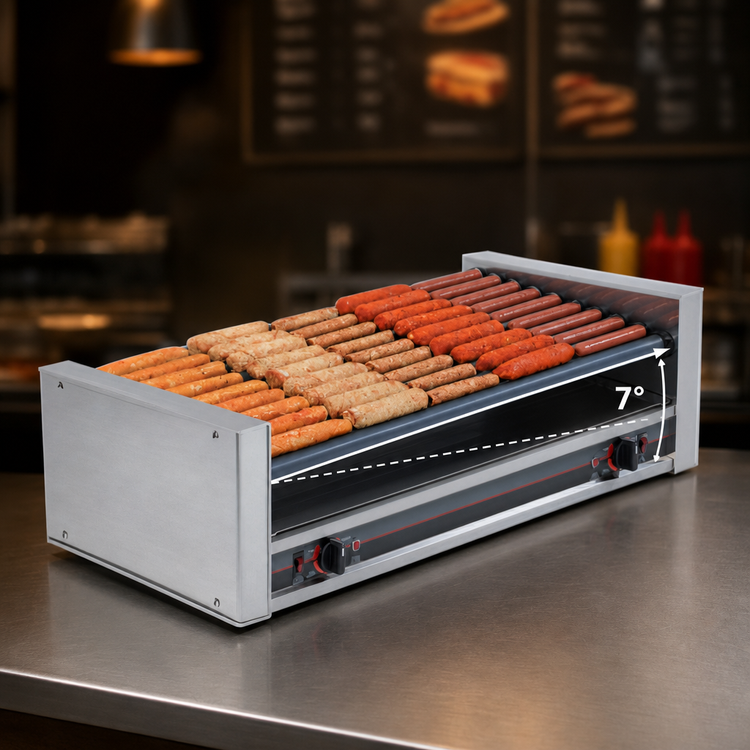 Product image #3 for Roll-A-Grill Slanted Hot Dog Roller Grill, 36 Hot Dog Capacity, GripsIt Rollers, 230V