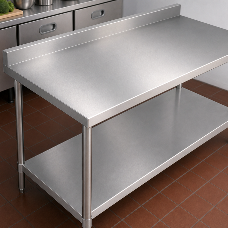 Product image #3 for John Boos Stallion 84 x 30 Inch Economy Stainless Steel Work Table with 5-Inch Backsplash