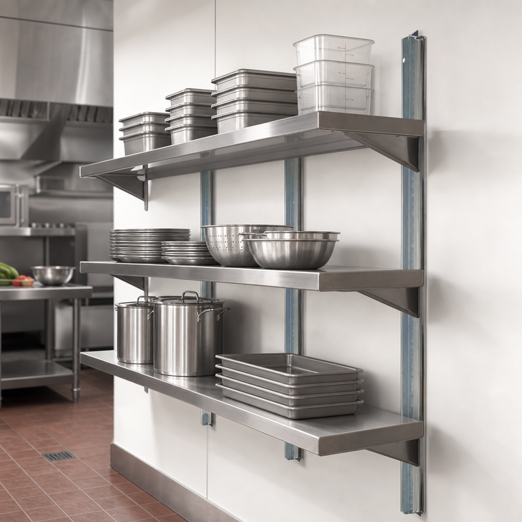 Product image #3 for Eagle Group 108 Inch Aluminum NSF Wall-Mounted Cantilever Shelving Upright