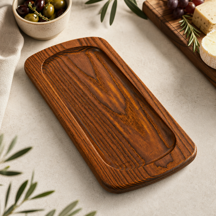 Product image #3 for American Metalcraft Rectangular Rimmed Ash Wood Serving Board, 14 x 7 Inches