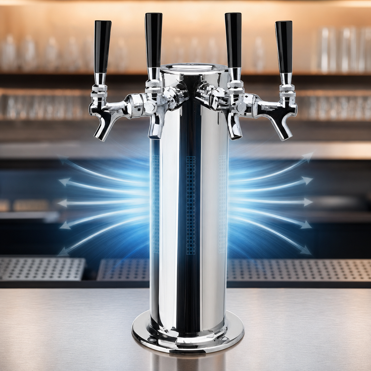 Product image #3 for Micro Matic Countertop 4-Faucet Air-Cooled Draft Beer Tower, Polished Stainless Steel