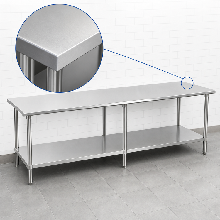 Product image #3 for 84-Inch Stainless Steel Work Table with Adjustable Undershelf, 30-Inch Deep