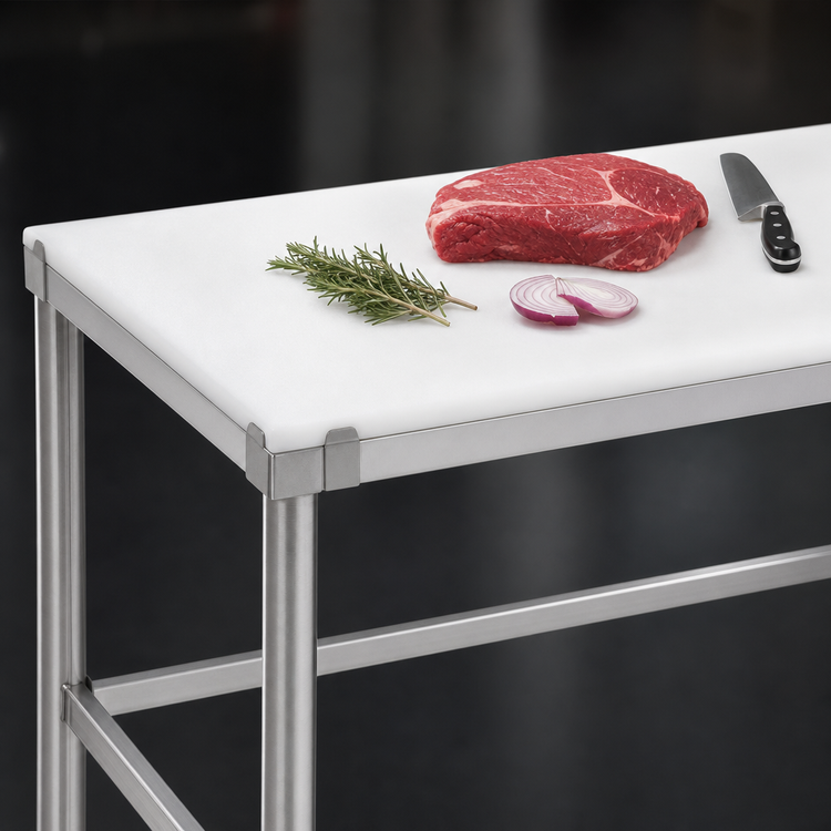 Product image #3 for Channel 72" x 24" Poly Top Stainless Steel Work Table, 34" High, Open Base