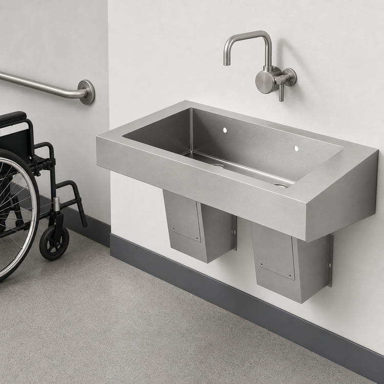 Product image #3 for Advance Tabco ADA-Compliant Wall Mounted Stainless Steel Scrub Hand Sink, 60 x 19 Inches