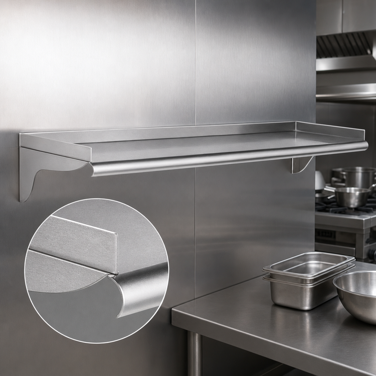 Product image #3 for Eagle Group 96-Inch x 10-Inch Wall-Mounted Stainless Steel Shelf, 14 Gauge Type 304