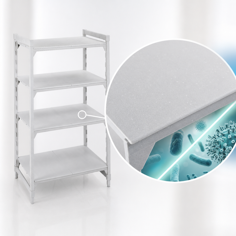 Product image #4 for Cambro Camshelving Premium 4-Tier Solid Stationary Starter Unit, 30" W x 21" D x 72" H, Speckled Gray