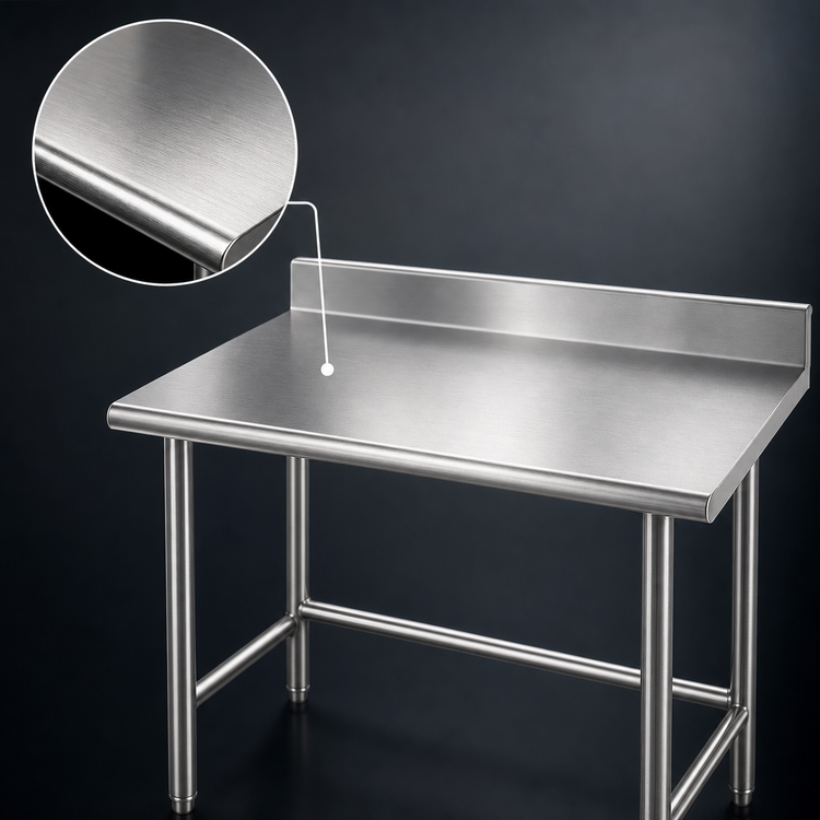 Product image #3 for Advance Tabco 30-Inch x 24-Inch 16-Gauge 304 Stainless Steel Work Table with 5-Inch Backsplash