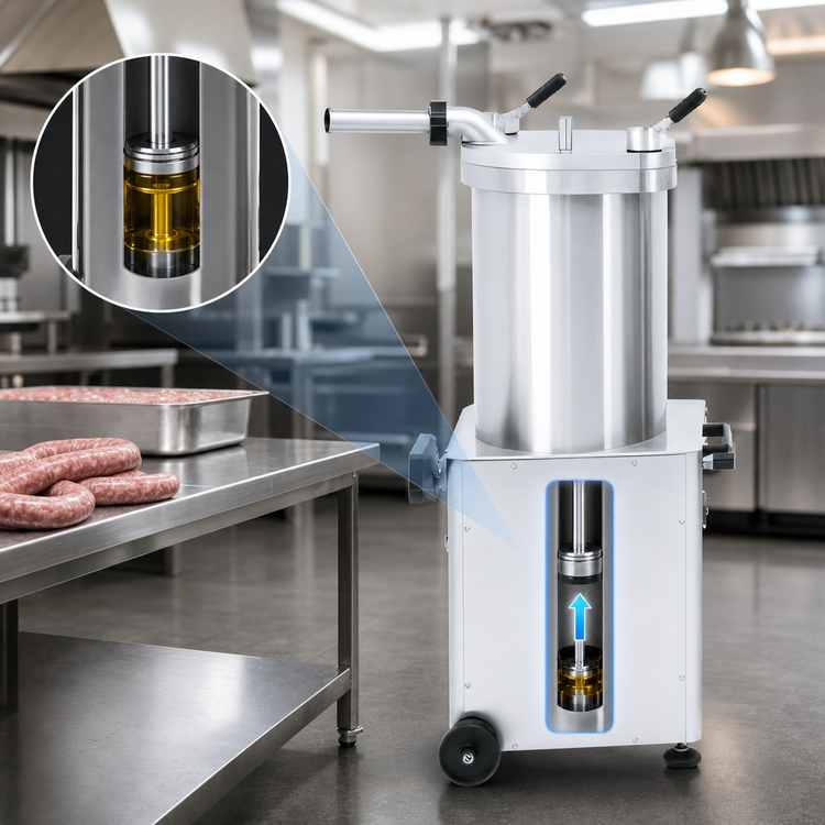 Product image #3 for Trento 95 lb Vertical Automatic Hydraulic Piston Sausage Stuffer with Fixed Barrel, Stainless Steel, 110V