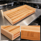 Thumbnail image #3 for John Boos SB008-O 144" x 24" Edge Grain Maple Work Table Top with 4" Coved Backsplash