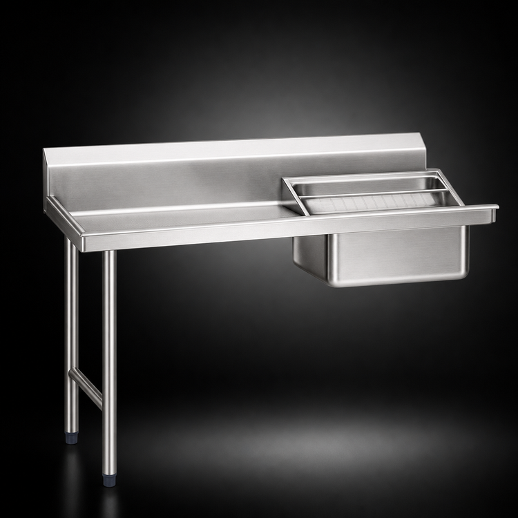 Product image #3 for Eagle Group Straight Left-to-Right Soiled Dishtable with 20 x 20 x 5-Inch Pre-Rinse Sink, 8-Inch Backsplash, 36 x 30 Inches