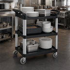 Thumbnail image #3 for Vollrath 97006 Black 3-Shelf Multi-Purpose Bus Cart, Polypropylene, 300 lb Capacity