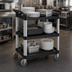 Thumbnail image #3 for Vollrath Black Multi-Purpose Bus Cart, 3-Shelf, 300 lb Capacity