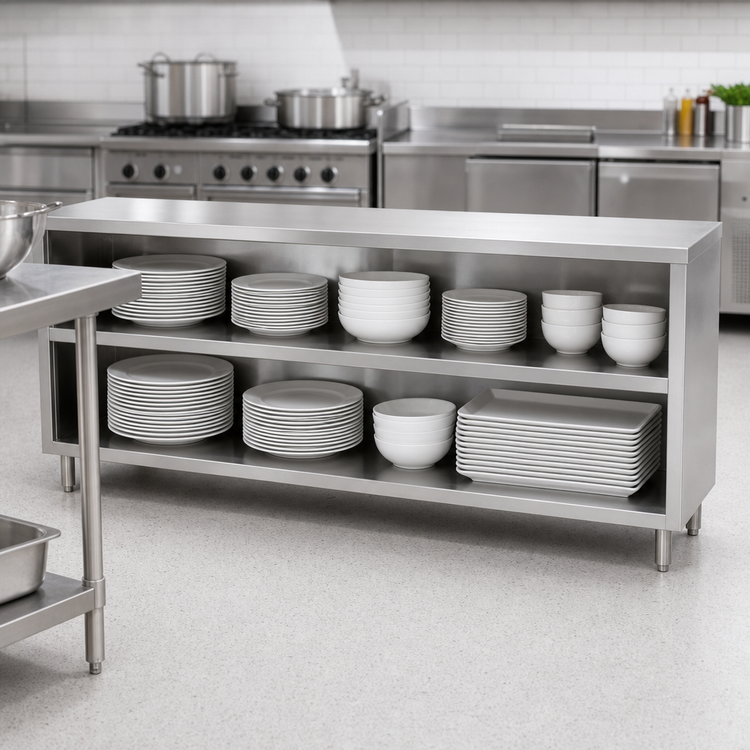 Product image #3 for John Boos 60-Inch Wide Open Front Dish Storage Cabinet, 18-Inch Deep, Stainless Steel