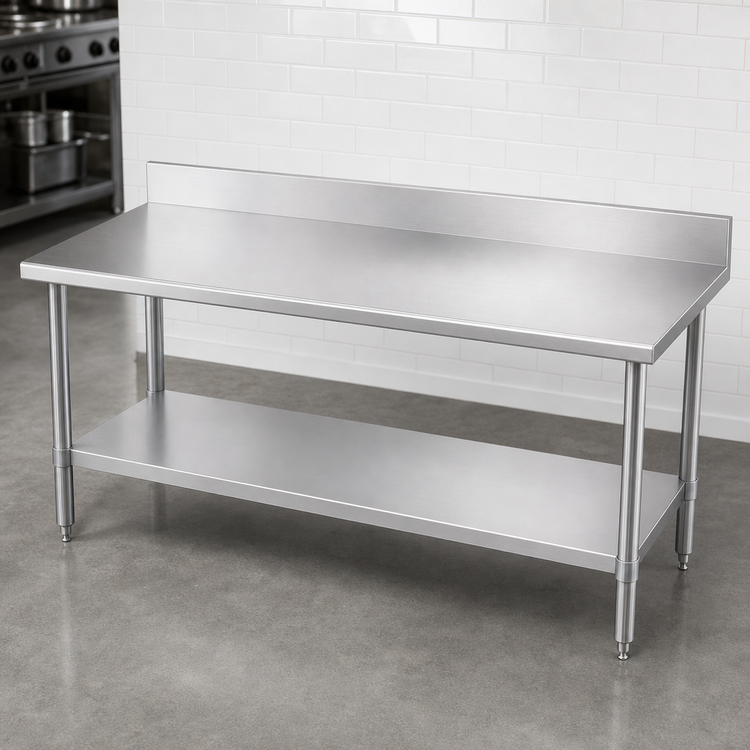 Product image #3 for Duke Standard Series 16-Gauge 400-Series Stainless Steel Work Table with 5-Inch Riser and Stainless Undershelf, 30 x 84 Inches