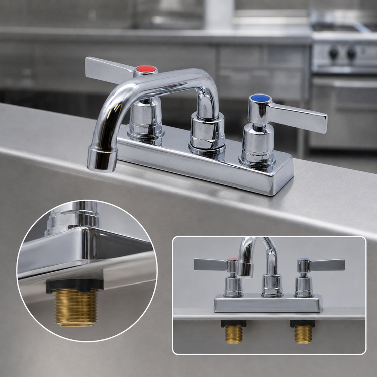 Product image #4 for Advance Tabco K-51 Heavy Duty Lead-Free Deck-Mounted Manual Faucet with 6-Inch Swing Spout and 4-Inch Centers