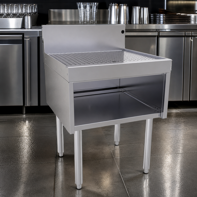 Product image #3 for Glastender Underbar Drainboard Half Cabinet, 24" Wide x 24" Deep, Open Front