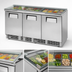Thumbnail image #3 for True 72-Inch Three-Section Sandwich/Salad Prep Table with Flat Glass Lid