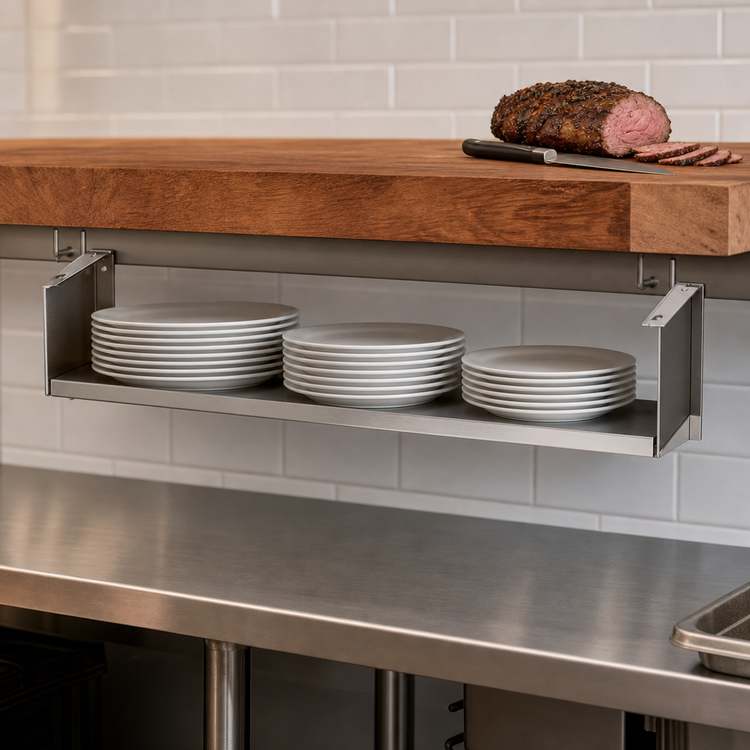 Product image #3 for Duke 53-Inch x 7-Inch Stainless Steel Dish Shelf with Fixed Brackets
