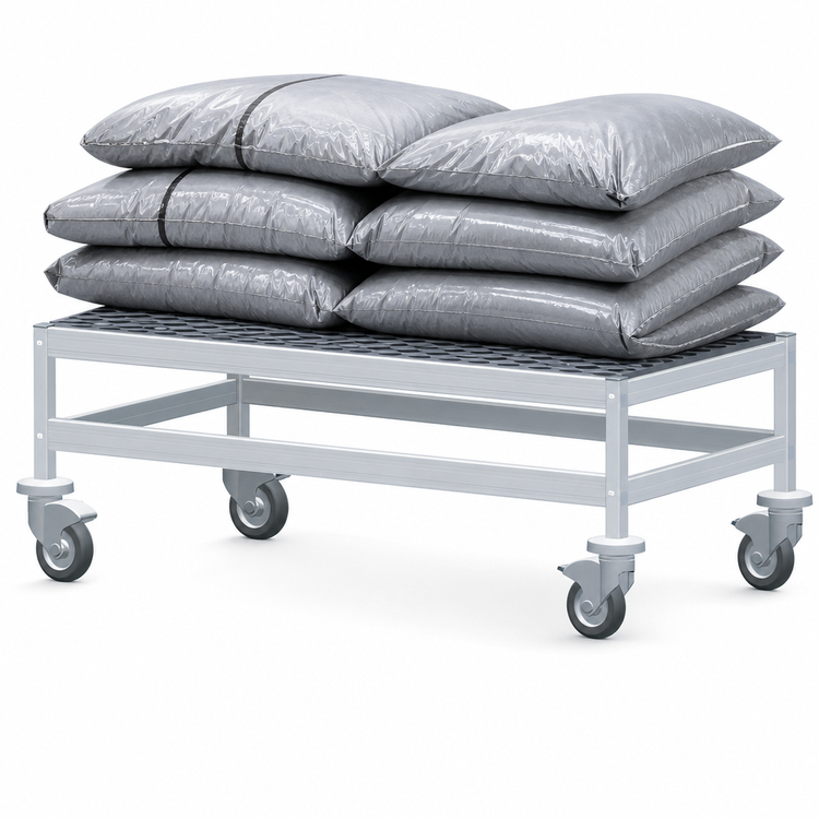 Product image #3 for Fermostock Mobile Louvered/Slotted Aluminum Dunnage Rack with 5-Inch Casters, 26 x 14 x 17 Inches, 800 lb Capacity